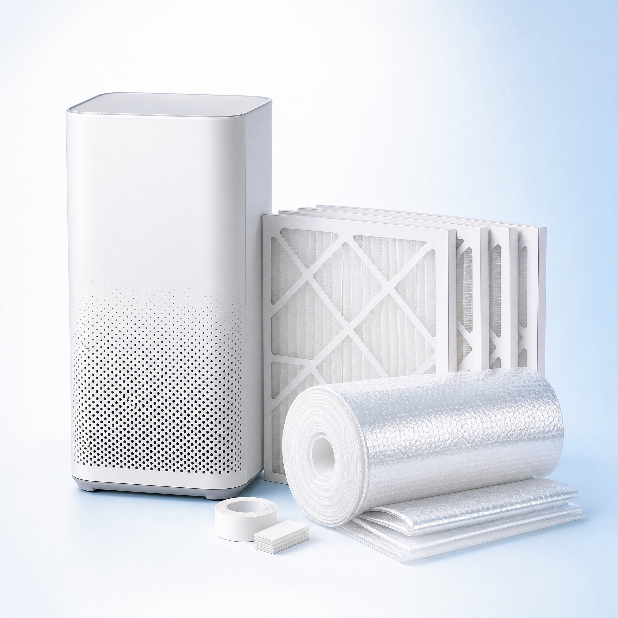 New-Home Air Starter — Room Pro purifier, AC vent filters and a draught kit to refresh a new place.